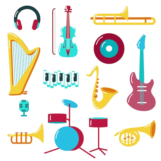 Vector music icon set flat style