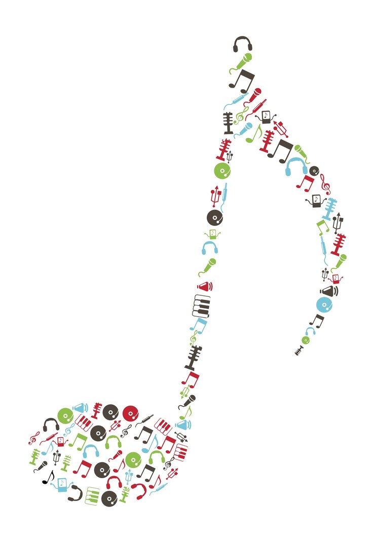 Vector music icons over white background vector illustration