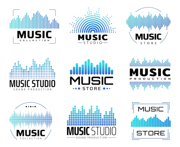 イコライザー付きの音楽アイコン、オーディオまたは電波のシンボル、またはサウンド周波数ライン。