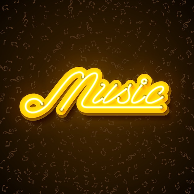 Illustrazione di musica con segno al neon