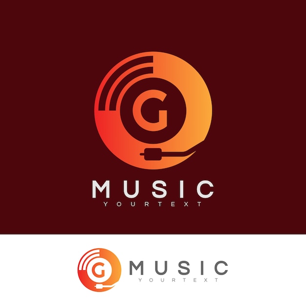 Music initial letter g logo design