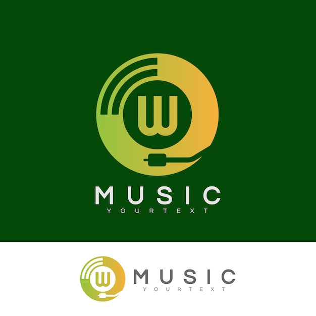 Music initial Letter W Logo design