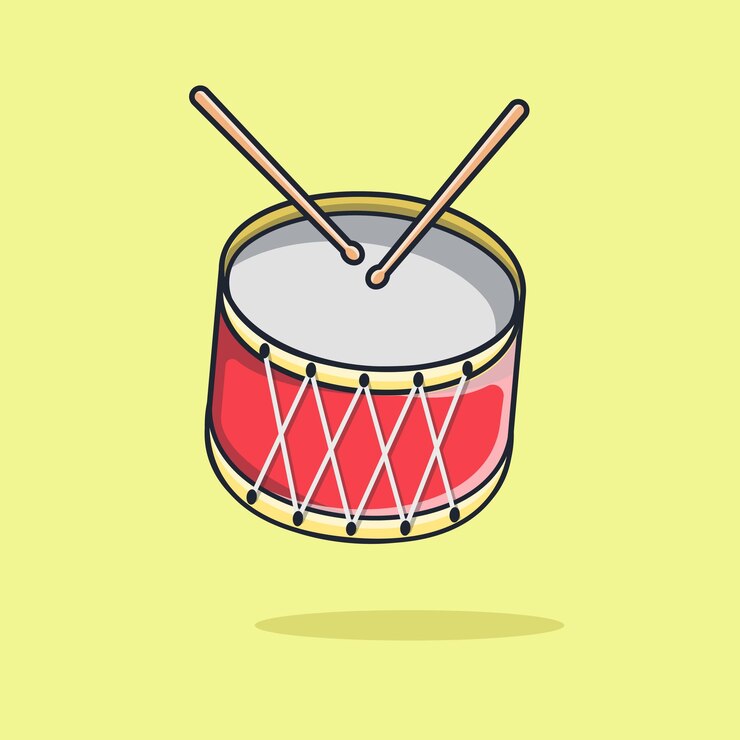 Vector music instrument drum illustration, vector, flat icon, flat design