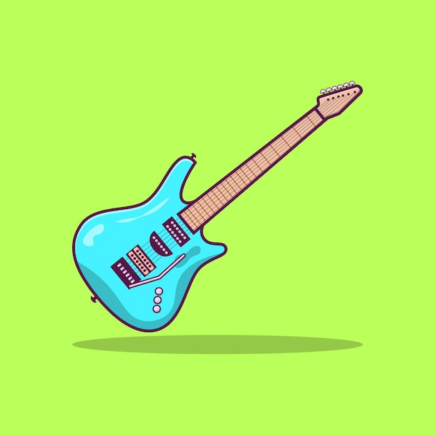 Music Instrument of Electric Guitar with Blue Color and Detail