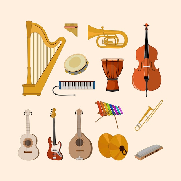 Vector music instrument element set