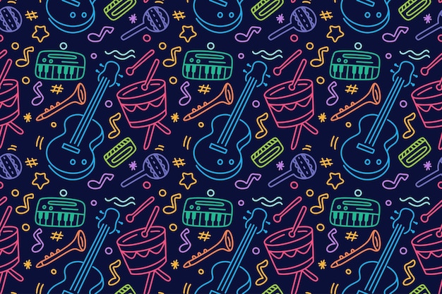 Vector music instrument seamless pattern