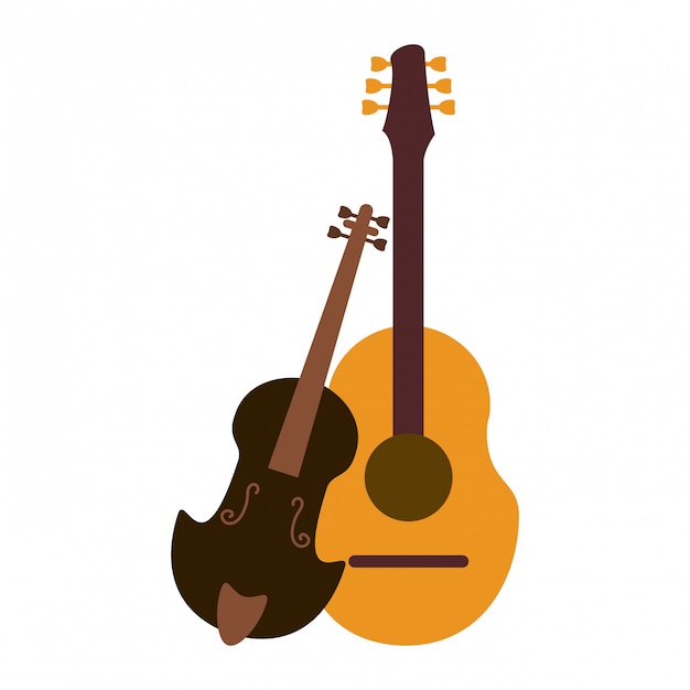 Music instruments acoustic guitar and violin