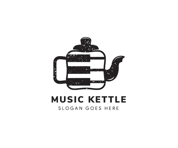 Vector music kettle logo design template in black and white colors