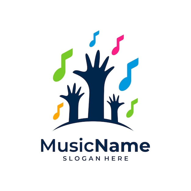 Illustrazione dell'icona del vettore del logo dei bambini della musica modello di progettazione del logo della musica per bambini