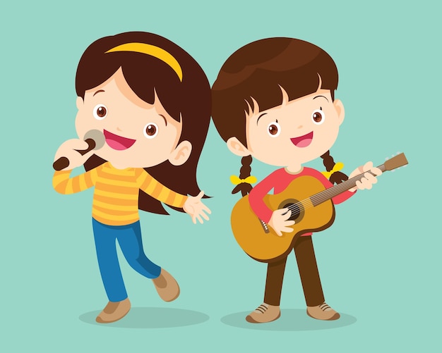 Music kidsPlay music concept of music school