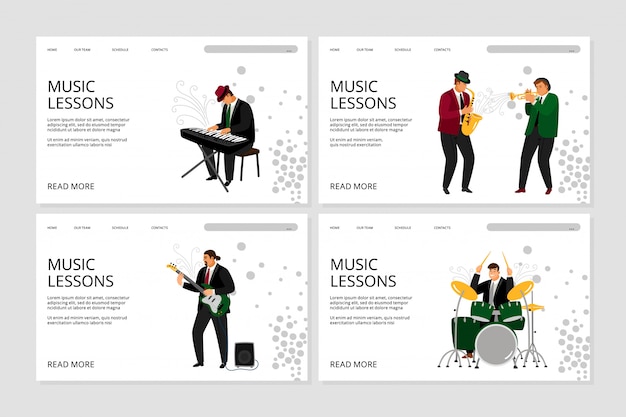 Vector music lesson landing page
