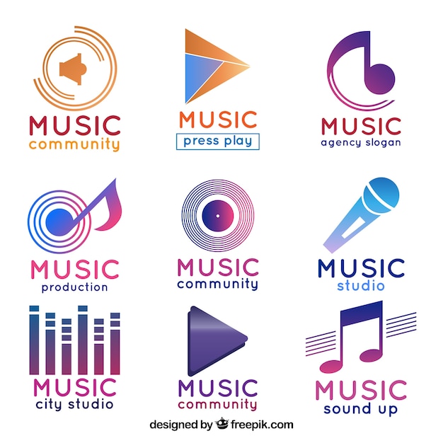 Collezione di logo musicale con stile sfumato
