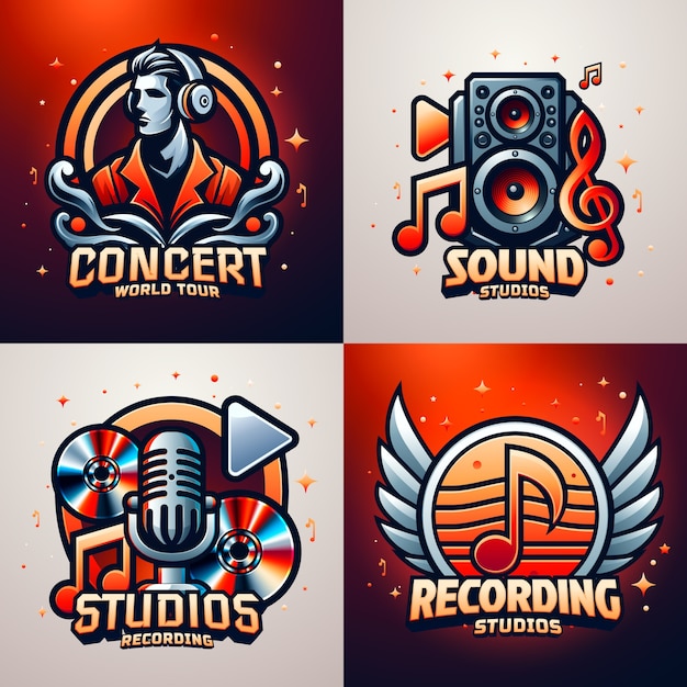 Композиционный набор музыкального дизайна логотипа
