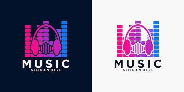 Music logo design with creative concept premium vector