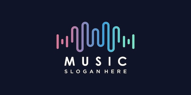 Music logo design with modern concept premium vector