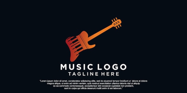 Дизайн музыкального логотипа с современной концепцией премиум-вектора