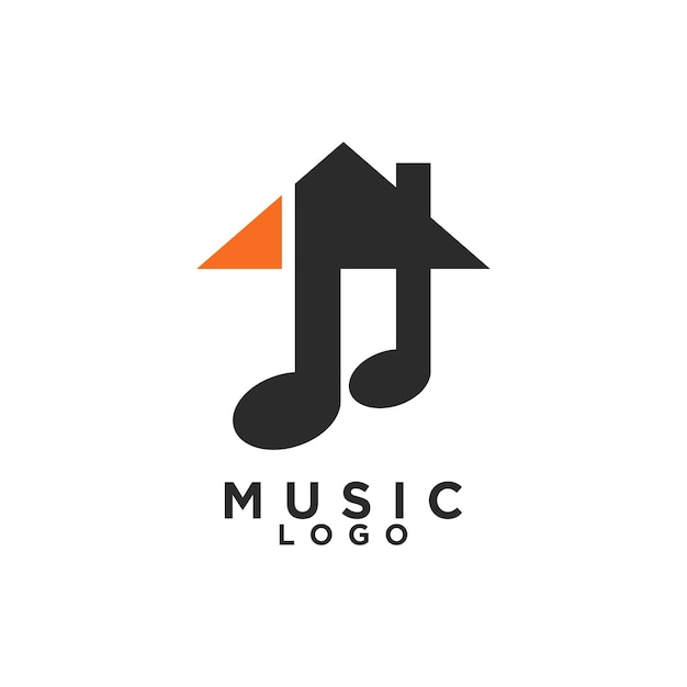 Музыкальный логотип с вектором дизайна домашней концепции