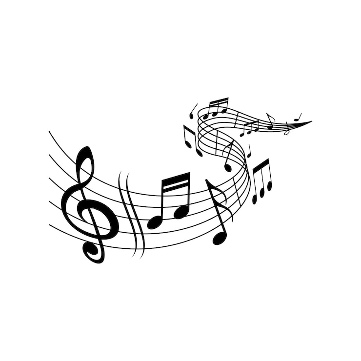 Vector music melody wave on notes staff with clef treble, vector. classic music concert, orchestra, symphonic or philharmonic musical notes wave on scale stave or music staff background