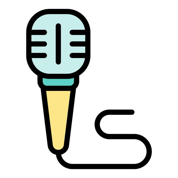 Иконка музыкального микрофона. Контур иконки вектора музыкального микрофона для веб-дизайна, выделенной на белом фоне плоского цвета.