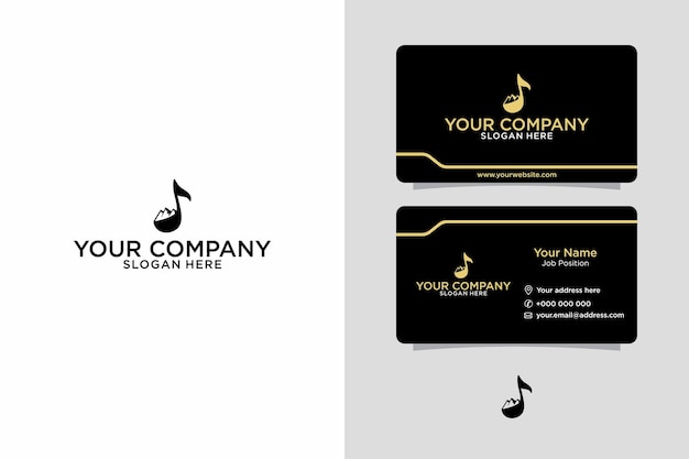 Music and Mountain Logo with Business Card