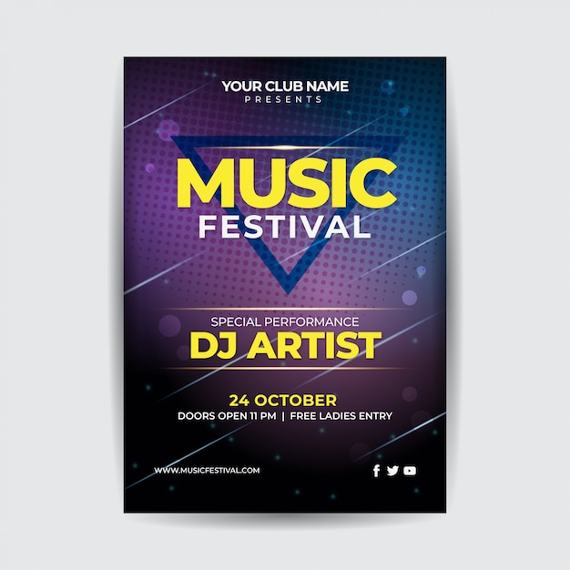 Vector music night festival party flyer