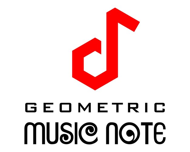 Music notation icon and hexagon shape logo design.
