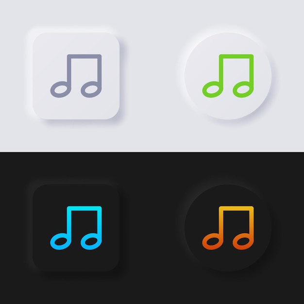 Set di icone del pulsante della nota musicale pulsante multicolor neumorfismo soft ui design for web design application ui and more button vector