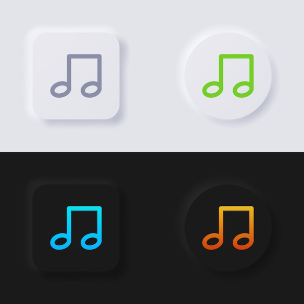音符ボタン アイコン セット多色ニューモーフィズム ボタン ソフト UI デザイン Web デザイン アプリケーション UI など ボタン ベクトル
