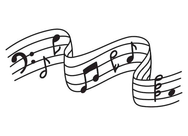 Vettore elemento di design di musica nota in stile doodle