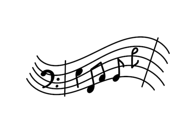 Music note design element in doodle style