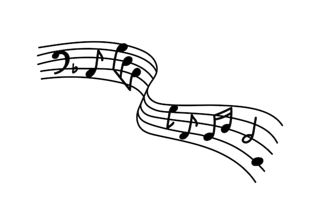 Элемент дизайна музыкальной ноты в стиле каракули