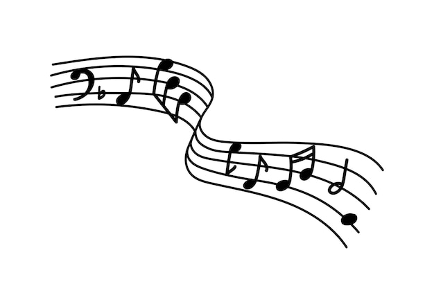 Music note design element in doodle style