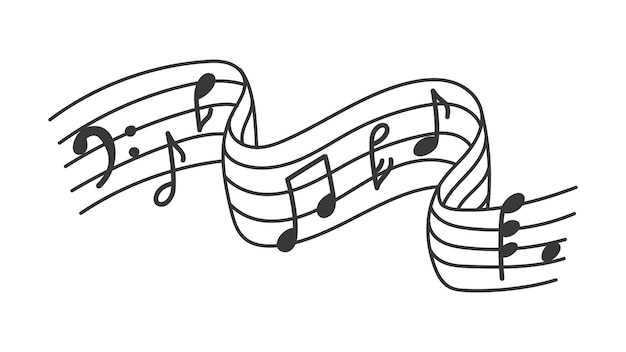 Music note design element in doodle style