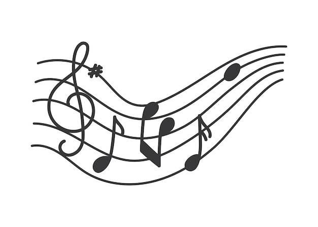 Music note design element in doodle style