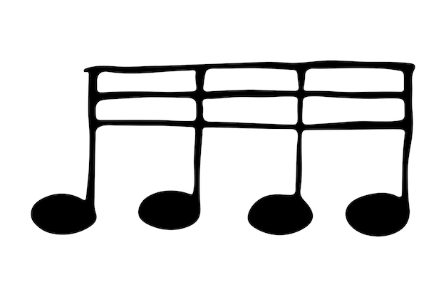 Doodle della nota musicale simbolo musicale disegnato a mano elemento singolo per la stampa del logo dell'arredamento di web design