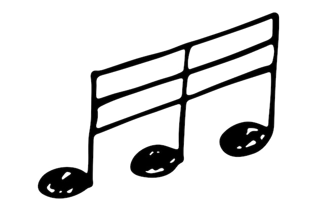 Doodle della nota musicale simbolo musicale disegnato a mano elemento singolo per la stampa del logo dell'arredamento di web design