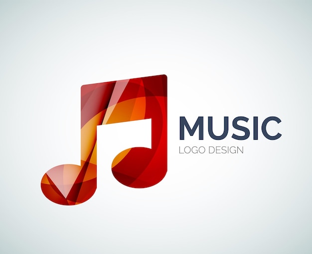 Music note icon logo made of color pieces