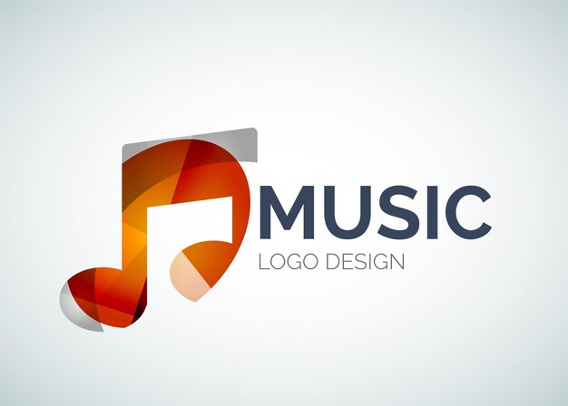 Music note icon logo made of color pieces