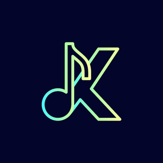 music note logo design brand letter K