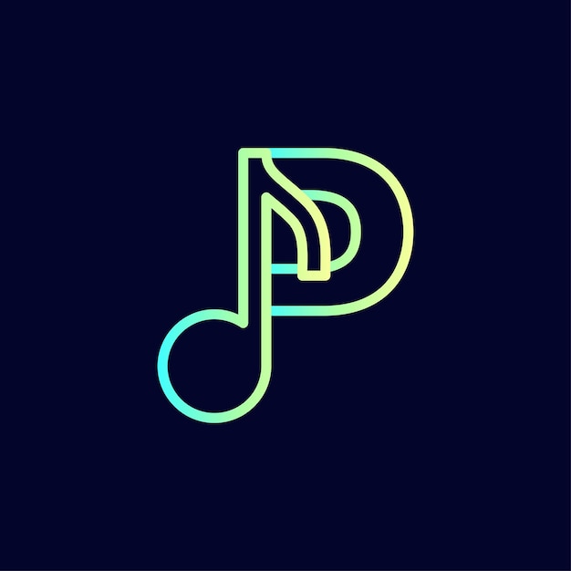 music note logo design brand letter P