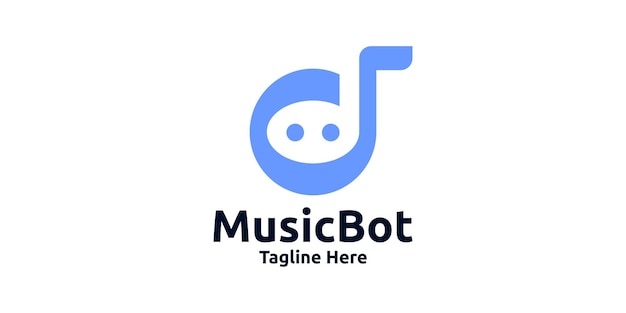Vector music note logo design with robot logo design template creative idea symbol