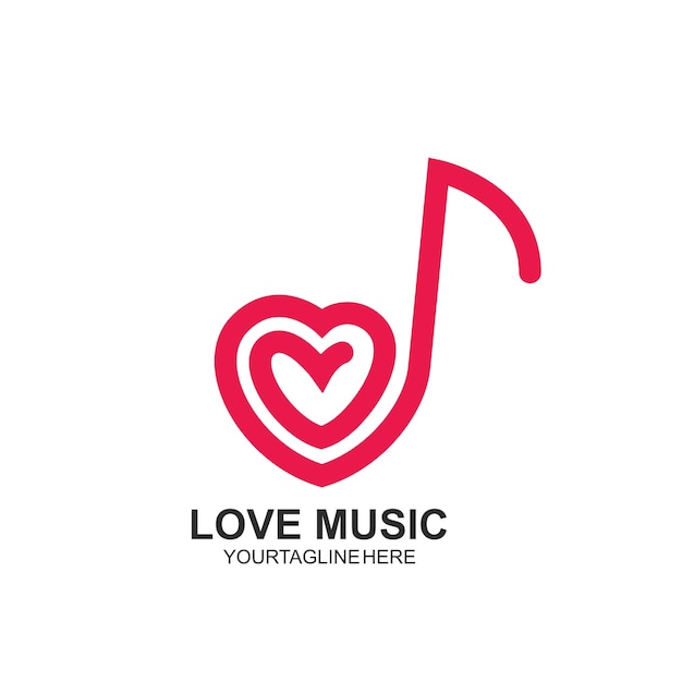 Music note love icon vector illustration concept design