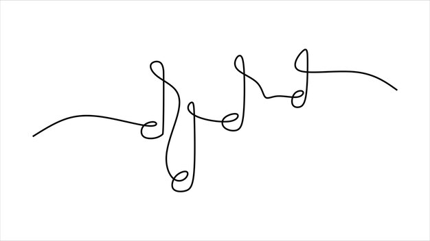 Music Note oneline continuous single editable line art