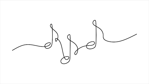 Music Note oneline continuous single editable line art