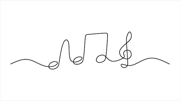 Vector music note oneline continuous single editable line art