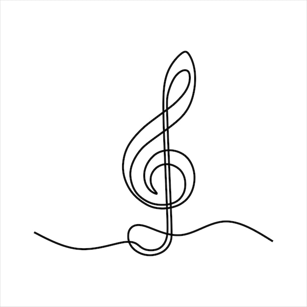 Music Note oneline continuous single editable line art