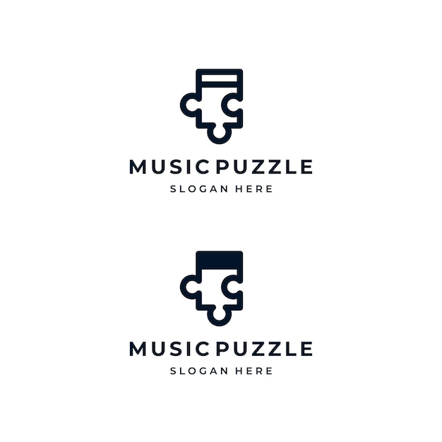 Music Note Puzzle Piece Logo Design Inspiration