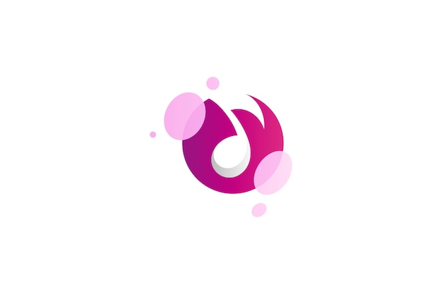 Дизайн логотипа музыкальной ноты с эффектом пузыря в форме круга