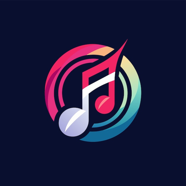 音楽のストリーミングサービスのロゴのデザインに役立つ小さな音符を組み込んだ音楽ノート - 現代的なビジネスブランドのロゴデザイン