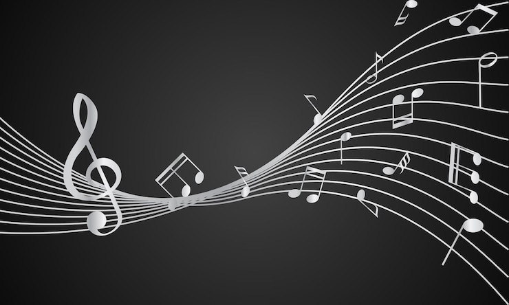 Vector music notes background black and white